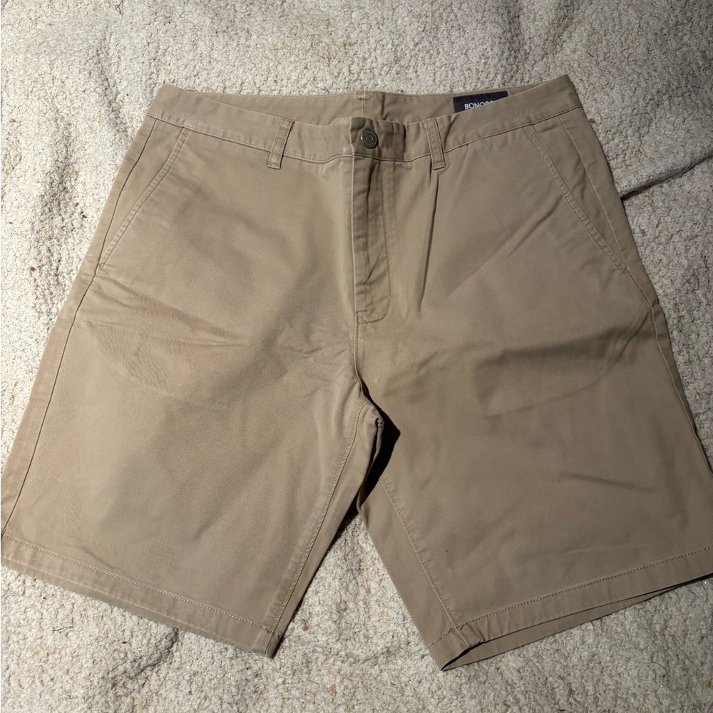 Bonobos Men's Khaki Flat Front Shorts Size 35